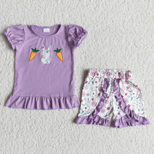 E6-20 Embroidery Cotton Purple Easter Outfit