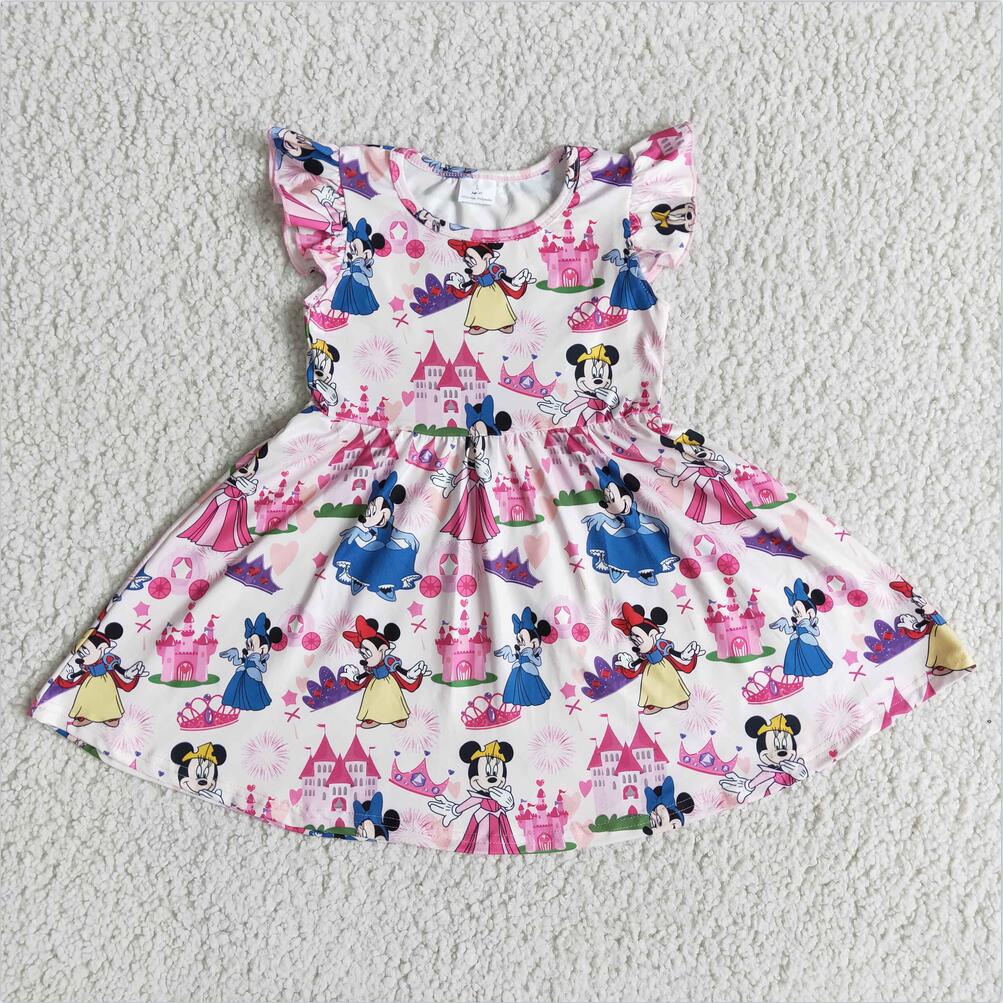 E5-1 Pink Cartoon Girl Summer Dress