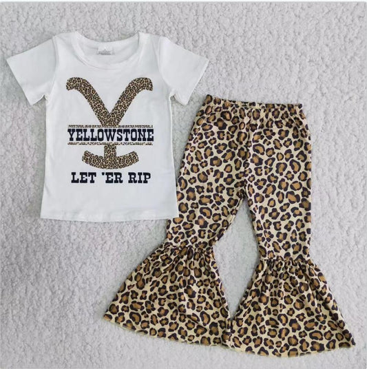 E7-26 Leopard print Summer 2pcs Short sleeve pant Sets