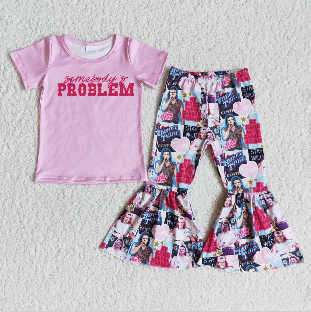 E8-4 Pink Singer Summer 2pcs Short sleeve pant Sets