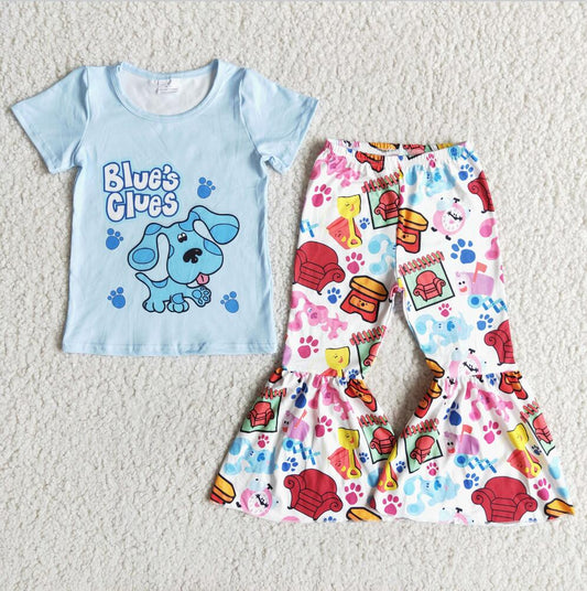 E8-5 Blue Dog Summer 2pcs Short sleeve pant Sets