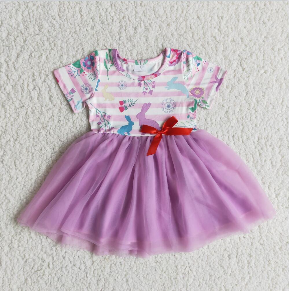 E9-26 Cute Girl Short Sleeve Party Wear Tunic Tulle Dress