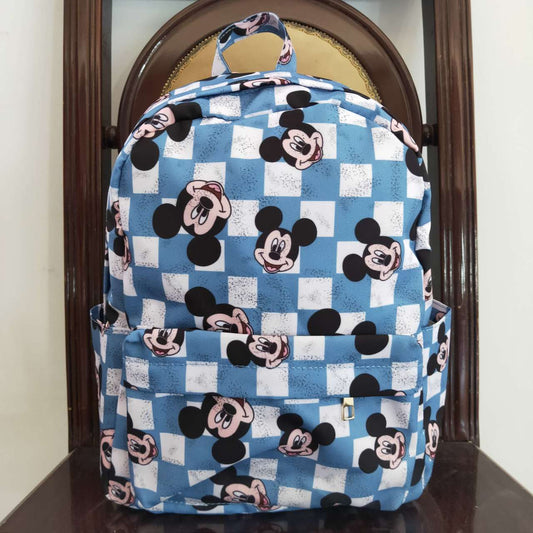 BA0091 toddler backpack Cartoon blue beige check backpack back to school preschool bag