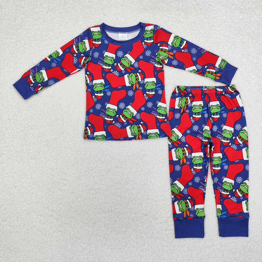 BLP0870 Baby Boys Christmas Frog Socks Shirt Pants Pajamas Clothes Sets