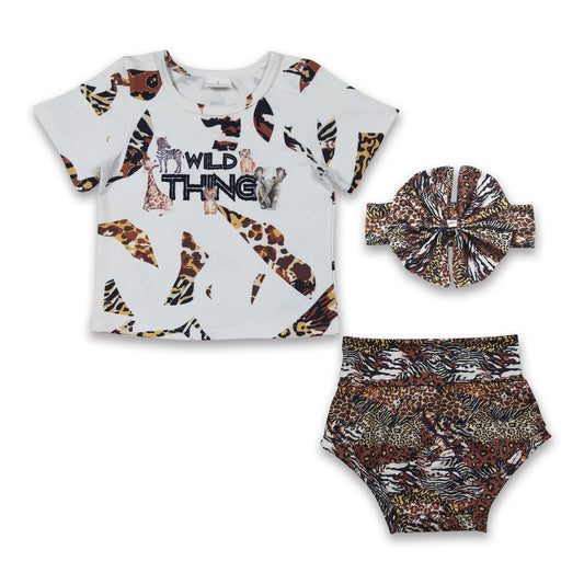 6.7 RTS NO MOQ Baby Girls Summer Outifts GBO0096 Wild Thing Animal Zebra Bummie Sets