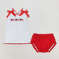 RTS NO MOQ Summer Sibling Baby Girls 4th Of July Flags Top Bummie Shorts Outfits