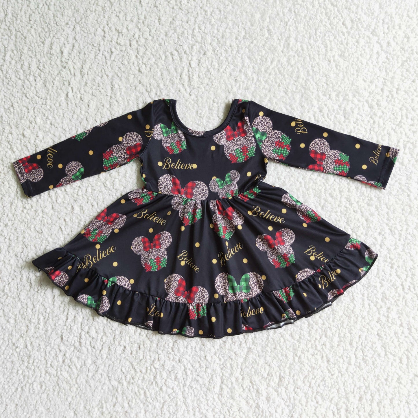 GLD0001 Black Children Clothing Kid Summer Boutique Dresses