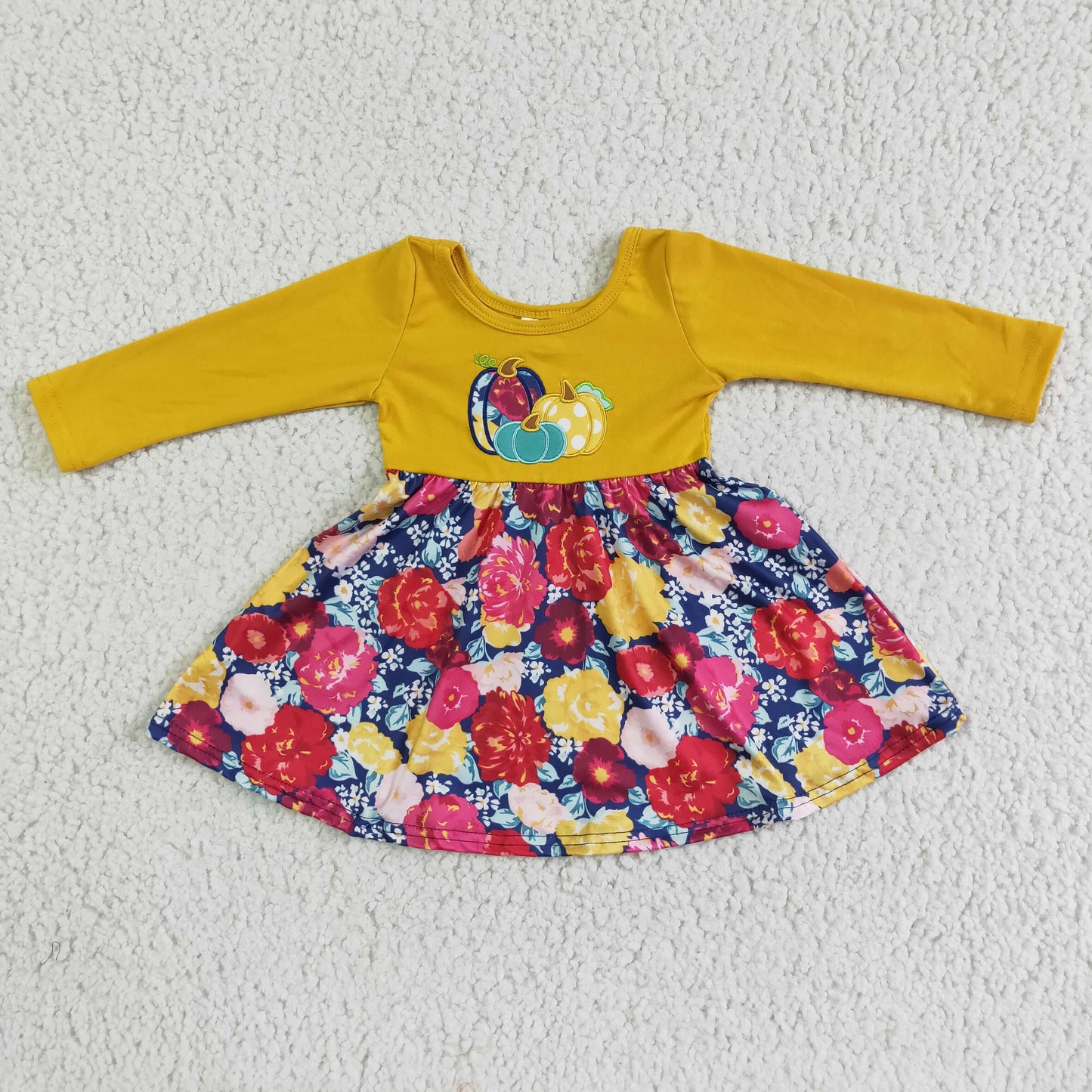 GLD0003 Cute Long Sleeve Children Clothing Kid Summer Boutique Dresses