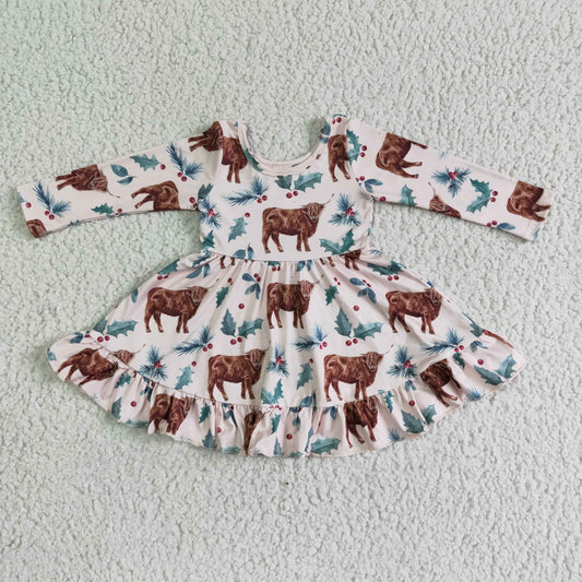 GLD0005  Cow Children Clothing Kid Summer Boutique Dresses