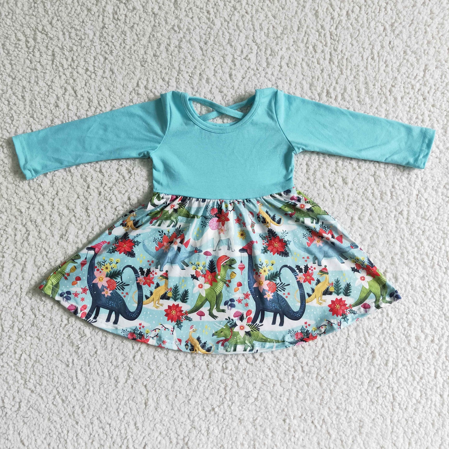 GLD0006 Blue Cute Children Clothing Kid Summer Boutique Dresses