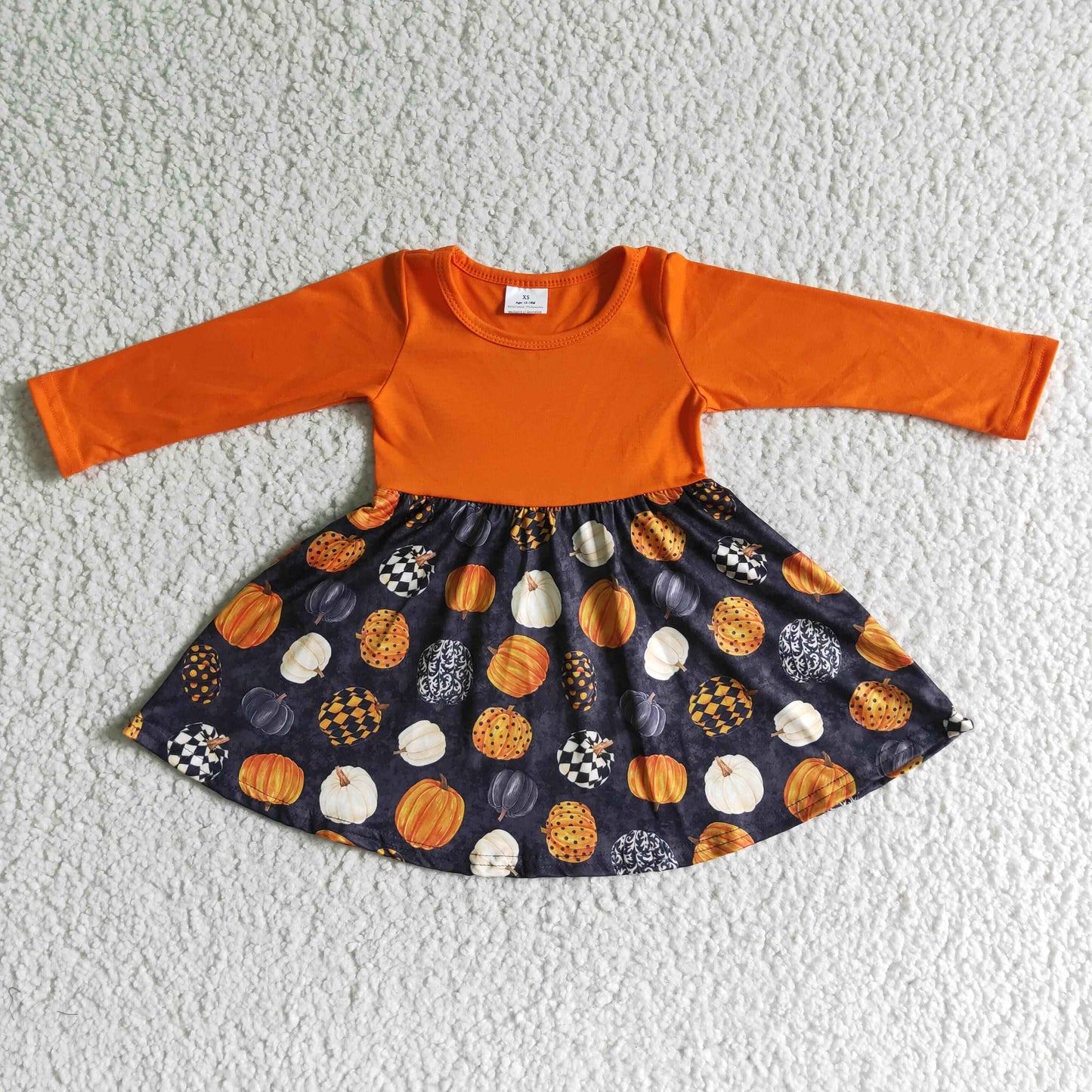 GLD0011  Pumpkin Children Clothing Kid Summer Boutique Dresses