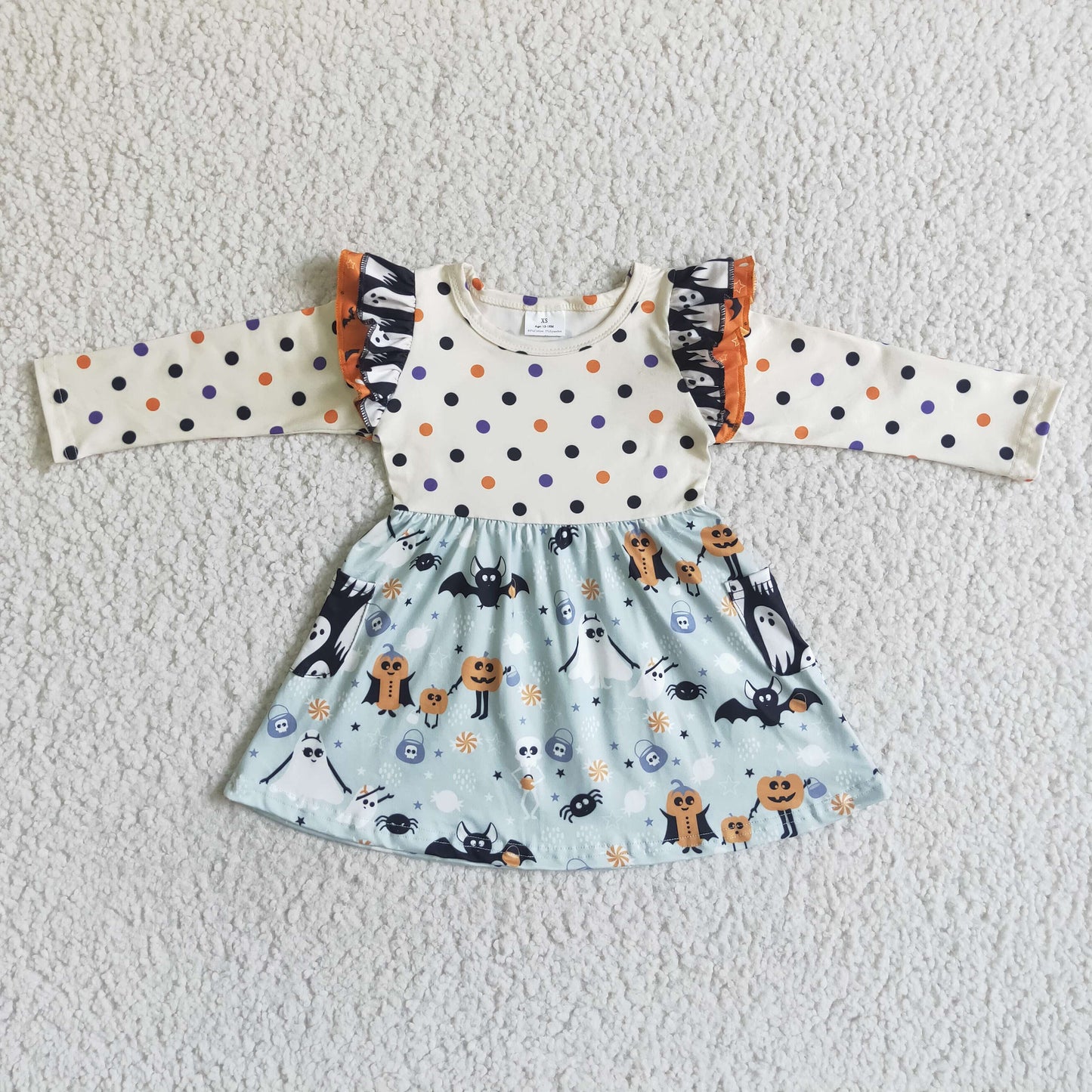 GLD0022 Bat Pumpkin Children Clothing Kid Summer Boutique Dresses