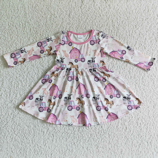 GLD0030 Pink Children Clothing Kid Summer Boutique Dresses