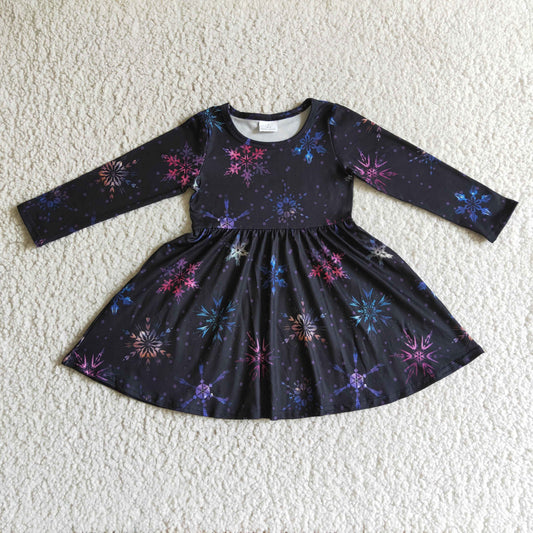 GLD0035 Black Cute Long Sleeve Children Clothing Kid Summer Boutique Dresses