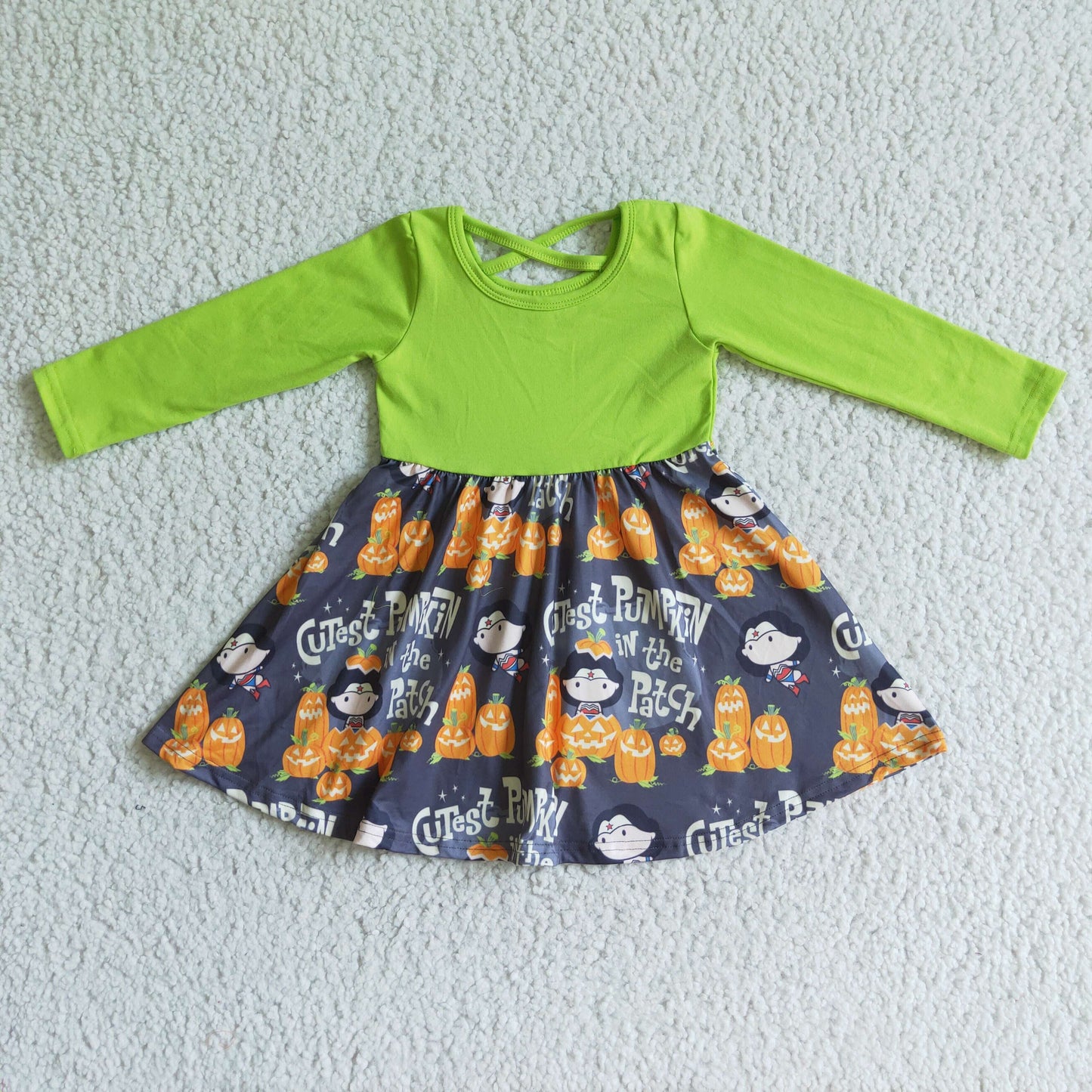 GLD0079  Pumpkin Hallowenn Children Clothing Kid Summer Boutique Dresses