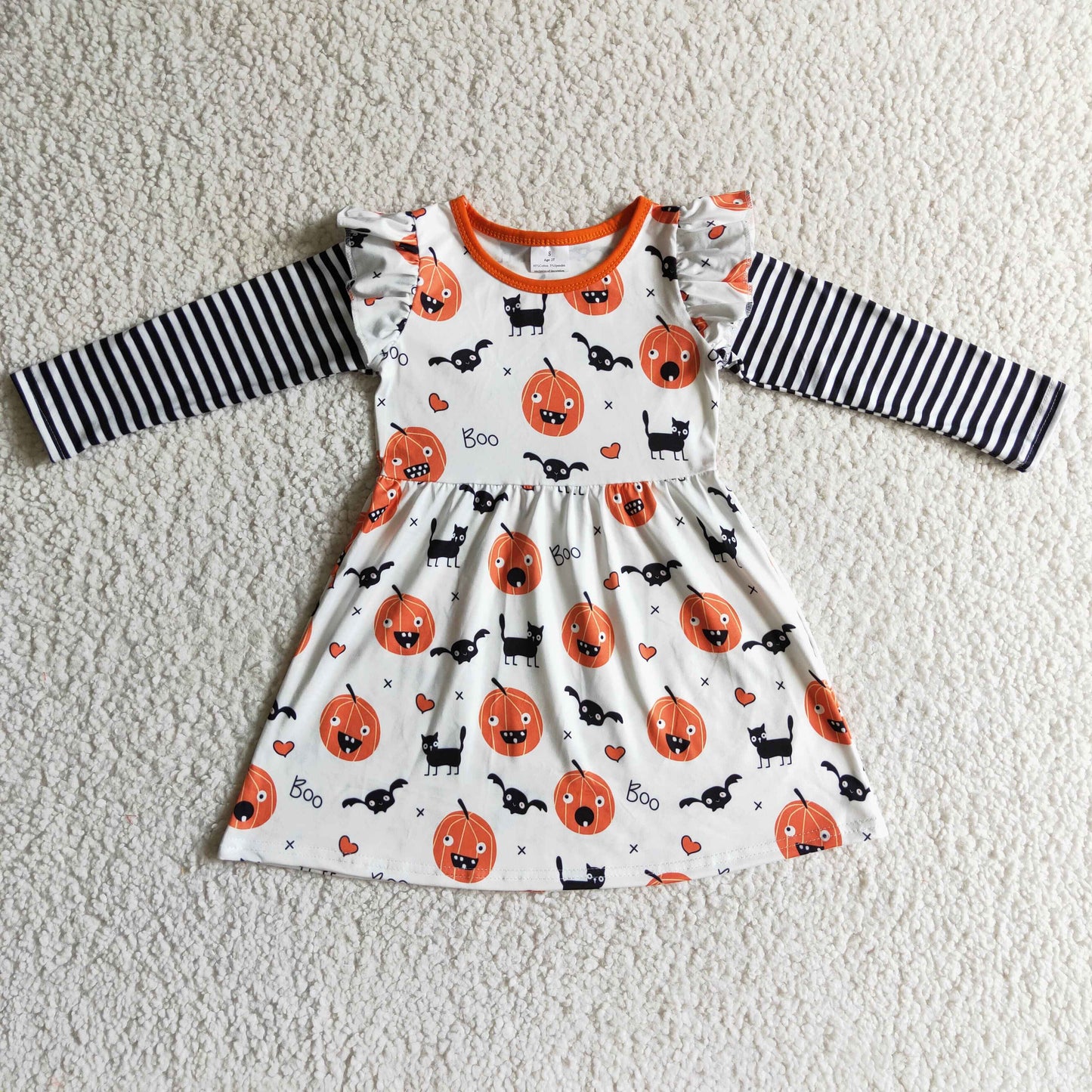 GLD0094 Pumpkin Hallowenn Children Clothing Kid Summer Boutique Dresses