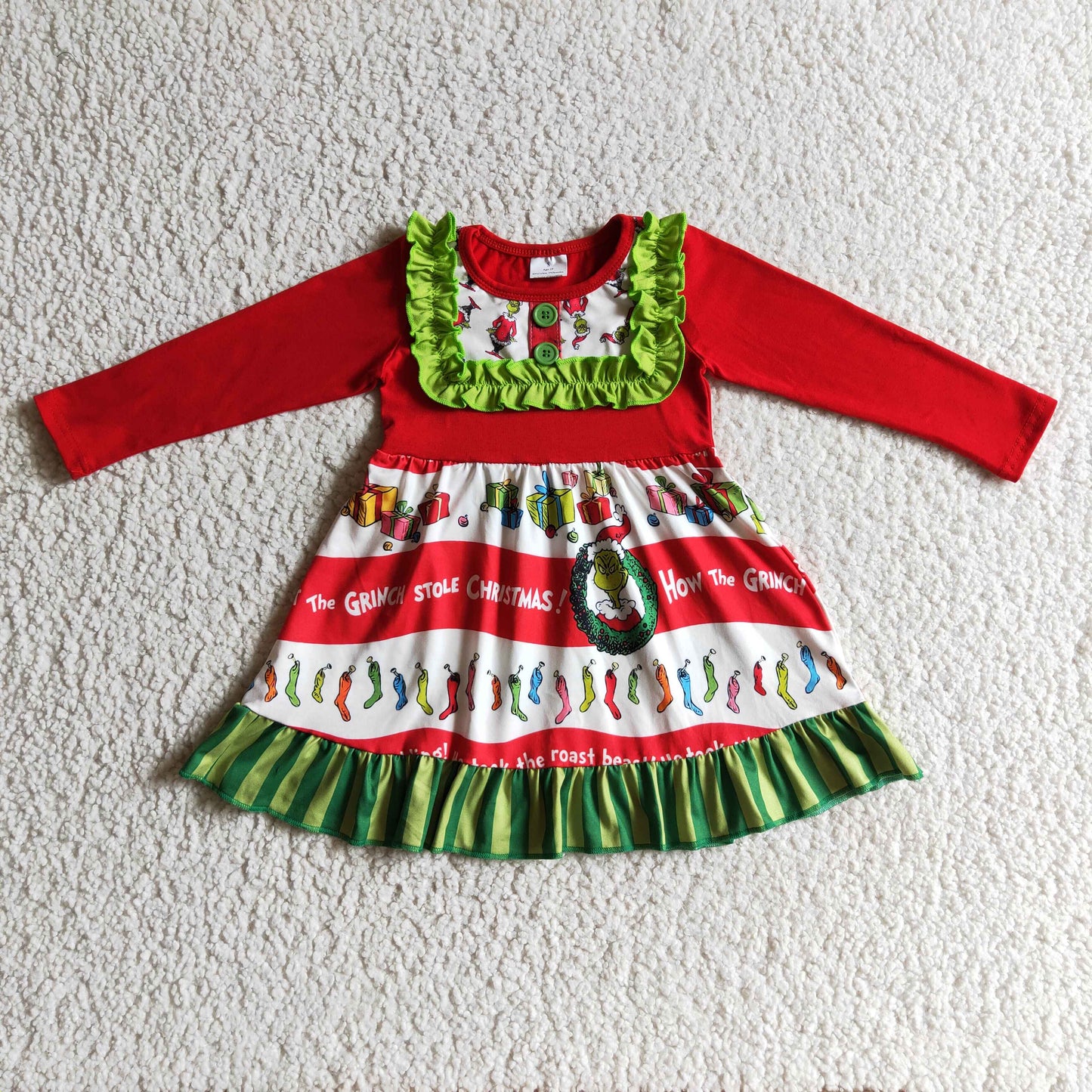 GLD0097 Christmas Children Clothing Kid Summer Boutique Dresses