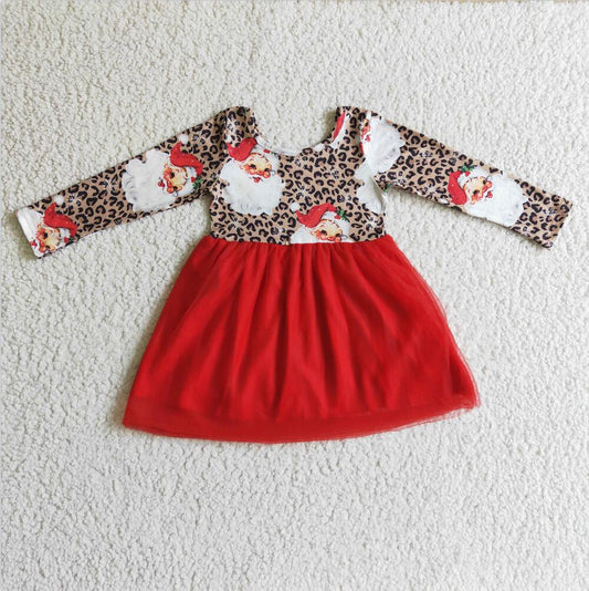 GLD0132 Red Santa Cute Children Clothing Kid Summer Boutique Dresses