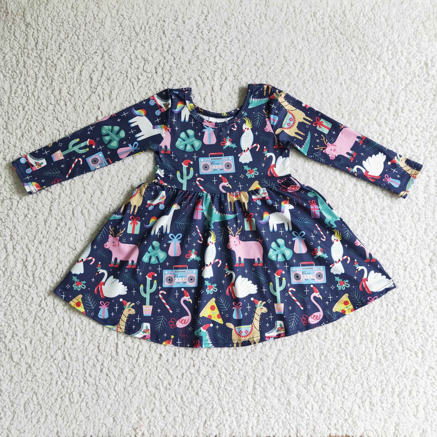 GLD0135  Christmas Children Clothing Kid Summer Boutique Dresses