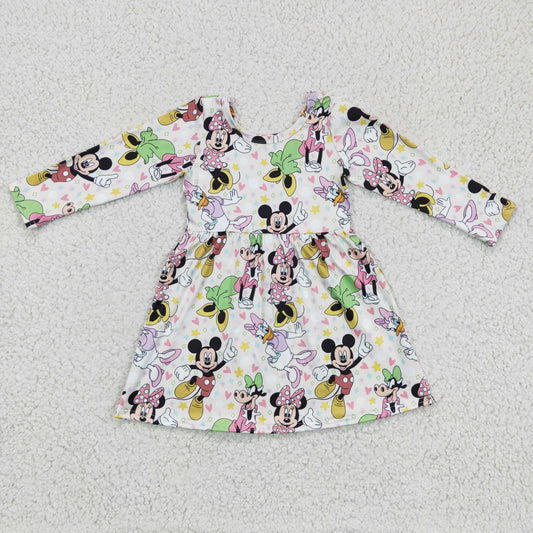 GLD0158 Cute Cartoon Girl Summer Long Sleeve Clothing Girls Dresses