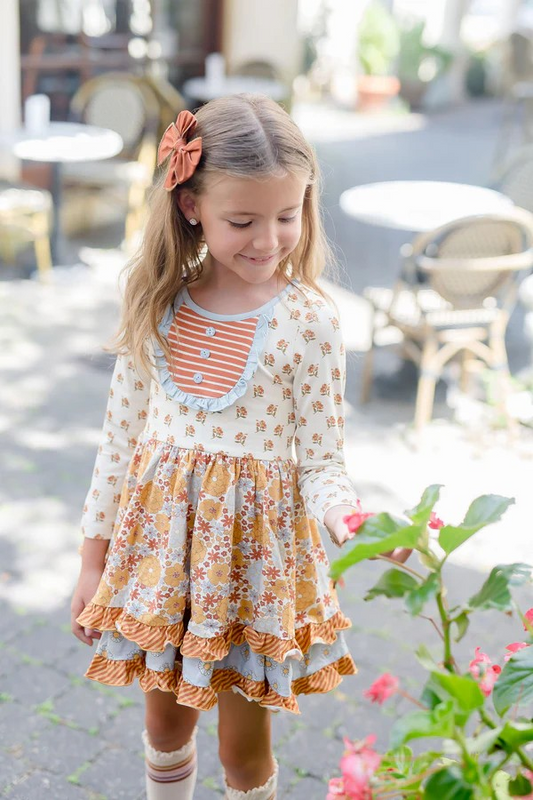 GLD0531 Floral Cute Girl Summer Design Short Sleeve Children Dresses