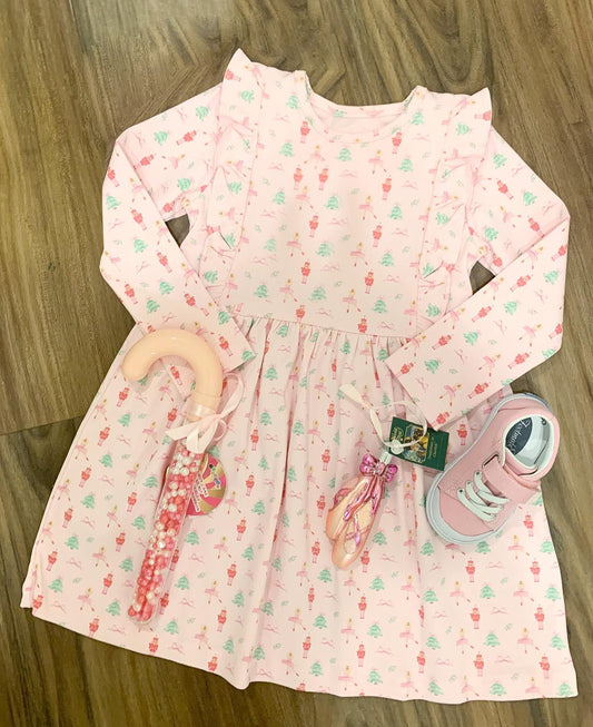 GLD0543 Pink Cute Girl Summer Design Long Sleeve Children Dresses