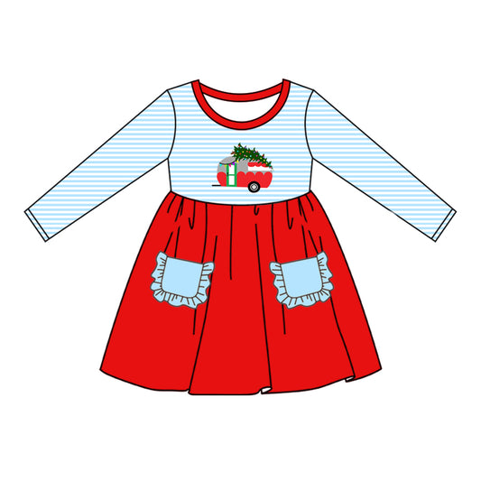 GLD0551 Trunk Cute Girl Summer Design Long Sleeve Children Dresses