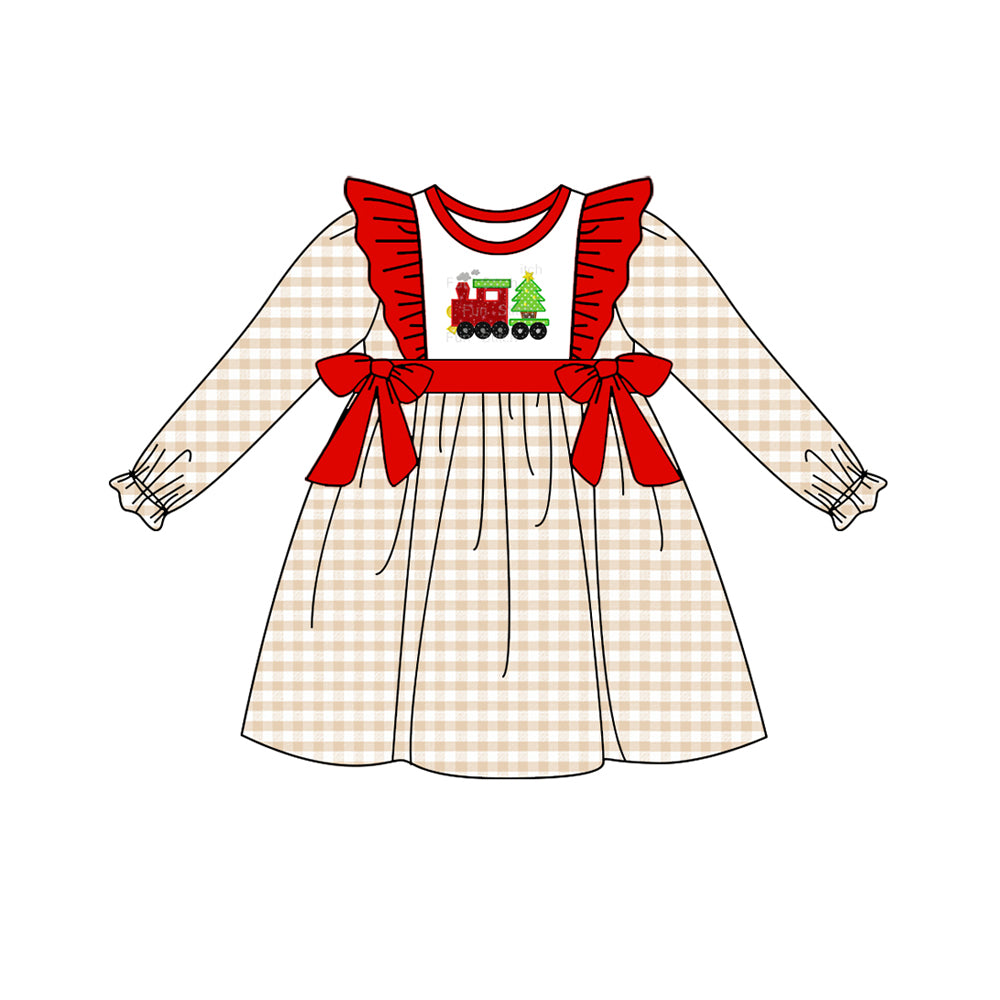 GLD0552 Red Cute Girl Summer Design Long Sleeve Children Dresses