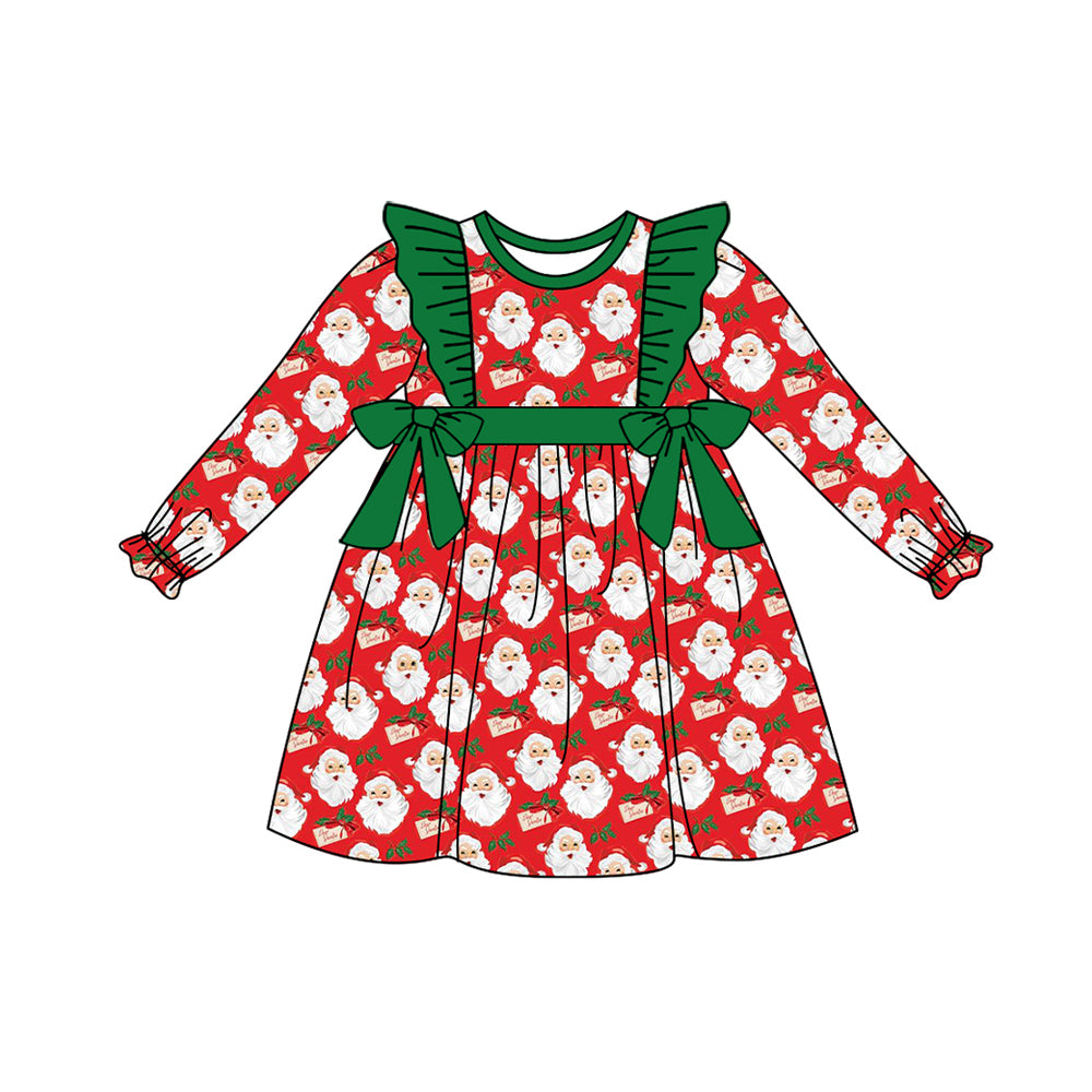 GLD0553 Santa Cute Girl Summer Design Long Sleeve Children Dresses