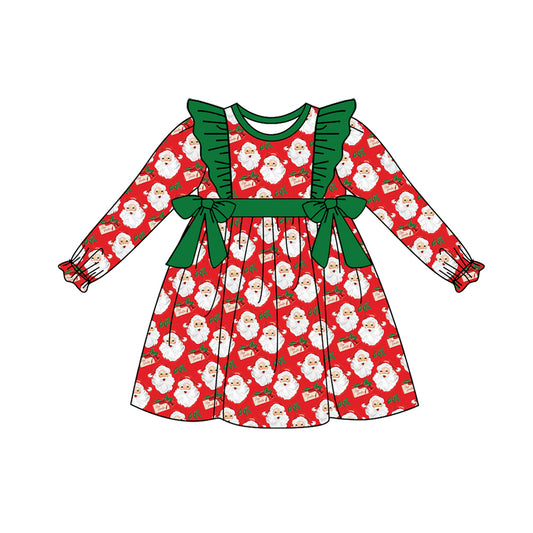 GLD0553 Santa Cute Girl Summer Design Long Sleeve Children Dresses