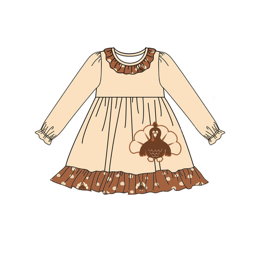 GLD0564 Turkey Girl Summer Design Long Sleeve Children Dress