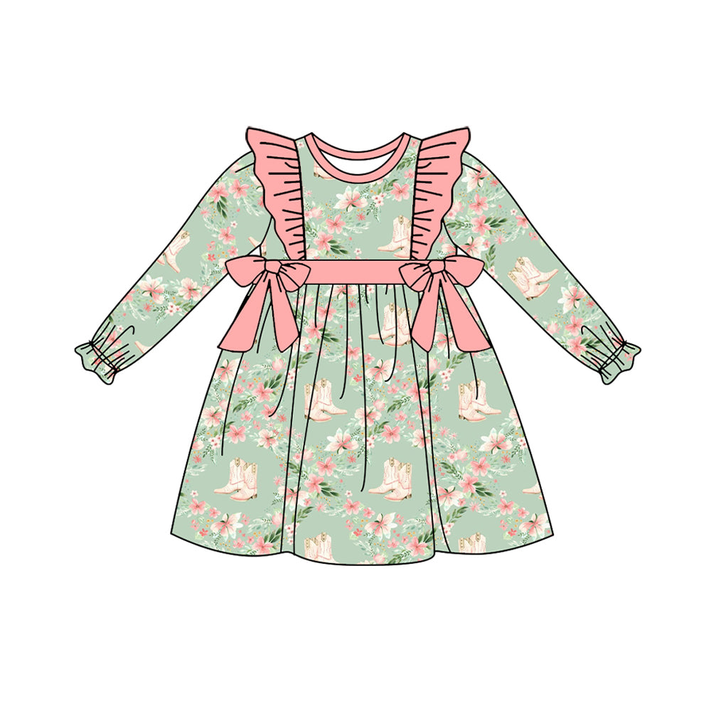 GLD0566 Girl Summer Design Long Sleeve Children Dress