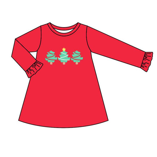 GLD0572 Red Cute Girl Fall Winter Design Short Sleeve Children Dresses