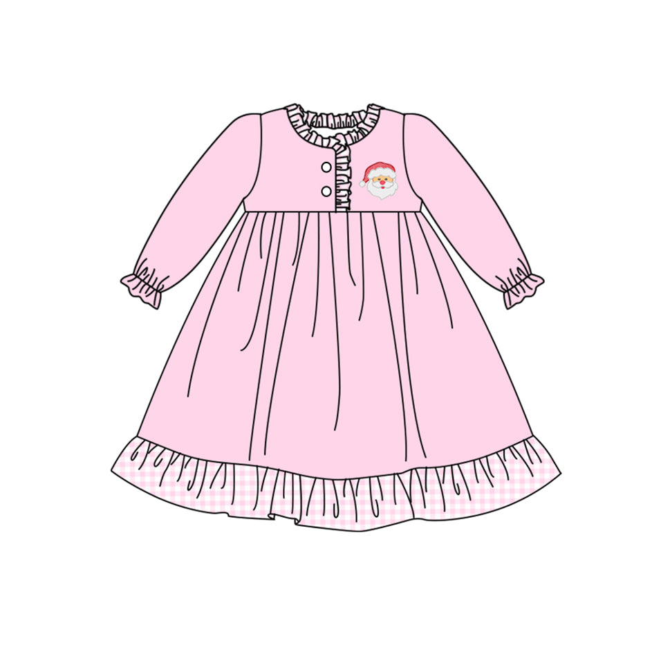 GLD0608 Pink Long Sleeve Cute Girl Fall Winter Design Short Sleeve Children Dresses