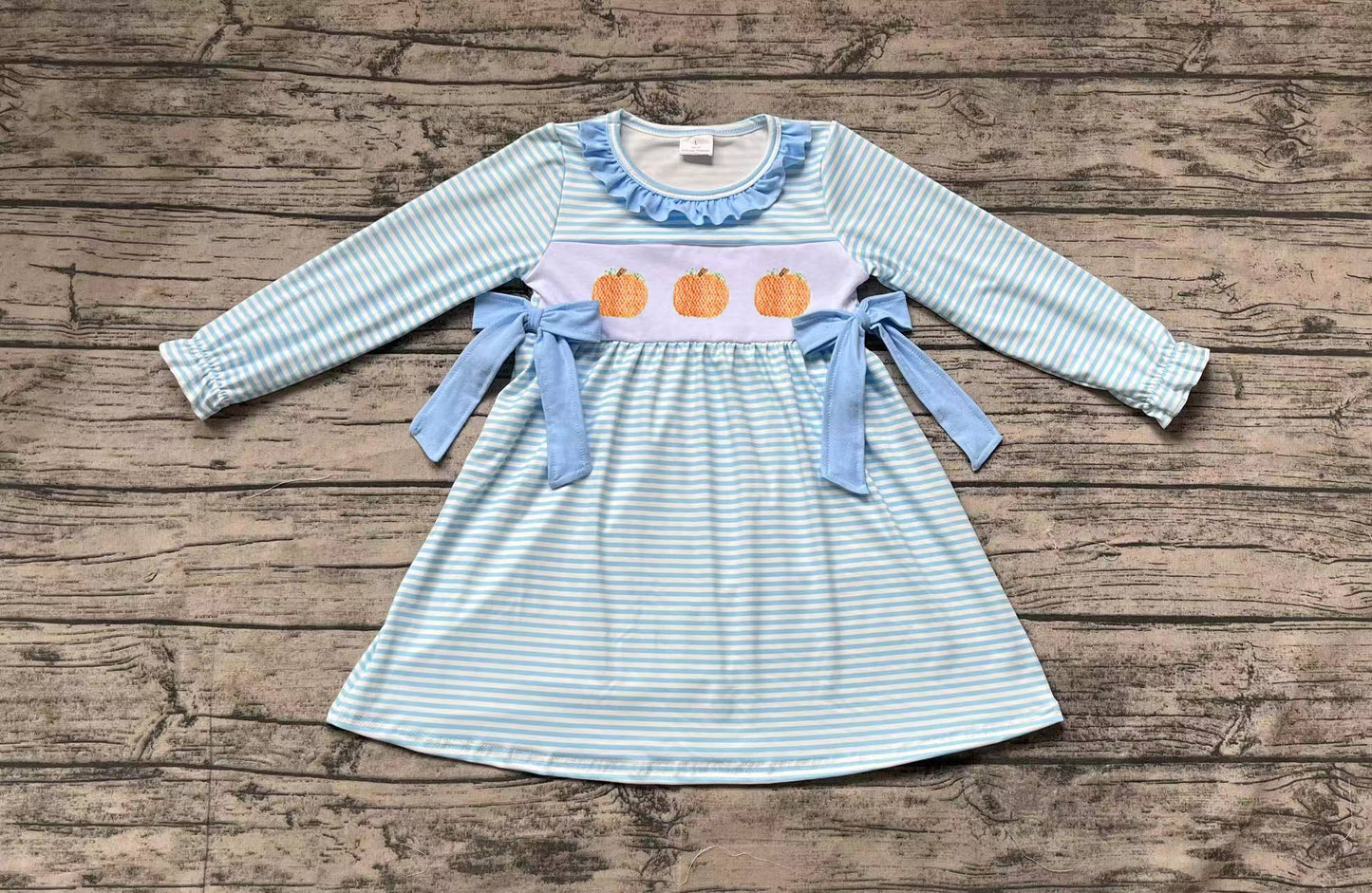 GLD0614 Pumpkin Girls Toddler Long sleeve cute baby long sleeve kid Dresses