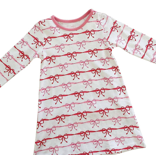 GLD0615 Bow Long Sleeve Cute Girl Fall Winter Design Short Sleeve Children Dresses