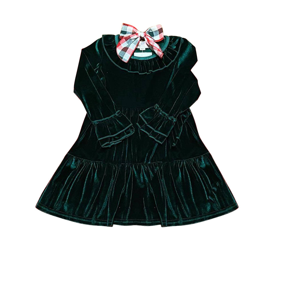 GLD0619 Black Long Sleeve Cute Girl Fall Winter Design Short Sleeve Children Dresses