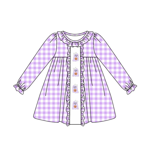 GLD0626 Purple Girls Toddler Long sleeve cute baby long sleeve kid Dresses
