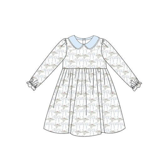 GLD0635 Blue Girls Toddler Long sleeve cute baby long sleeve kid Dresses