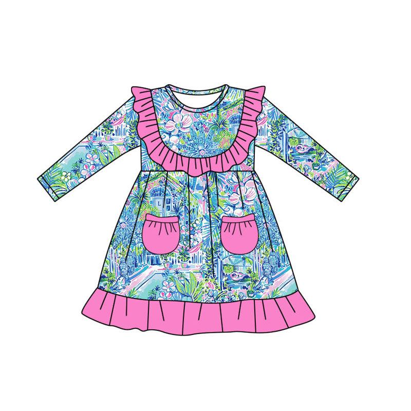 GLD0652 Girls Toddler Long sleeve cute baby long sleeve kid Dresses