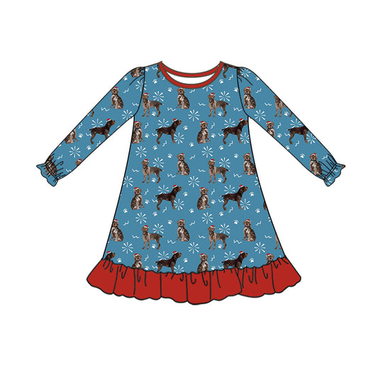 GLD0658 Blue Girls Toddler Long sleeve cute baby long sleeve kid Dresses