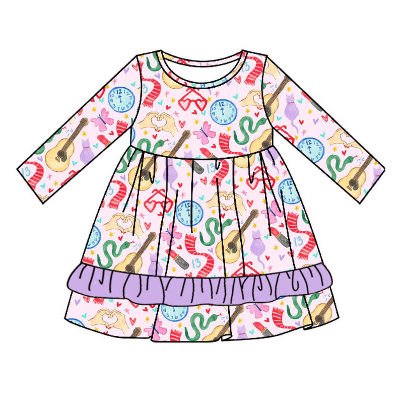 GLD0676 Colorful Girls Toddler Long sleeve cute baby long sleeve kid Dresses