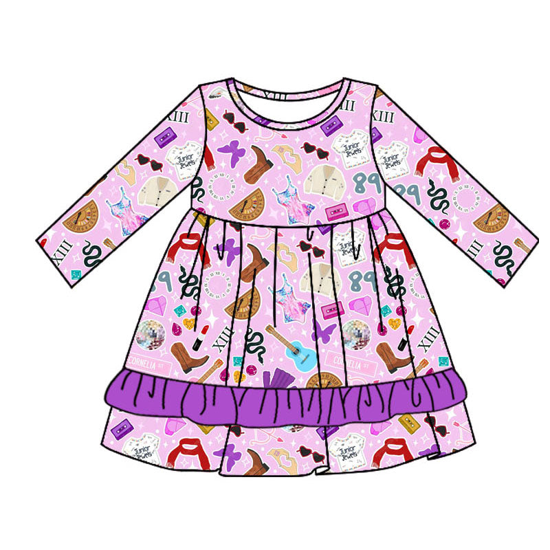 GLD0677 Singer Girls Toddler Long sleeve cute baby long sleeve kid Dresses