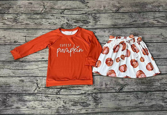 GLD0686 Pumpkin Girls Toddler Short sleeve cute baby long sleeve kid Dresses