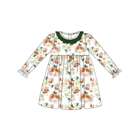 GLD0690 Floral Girls Toddler Long sleeve cute baby long sleeve kid Dresses