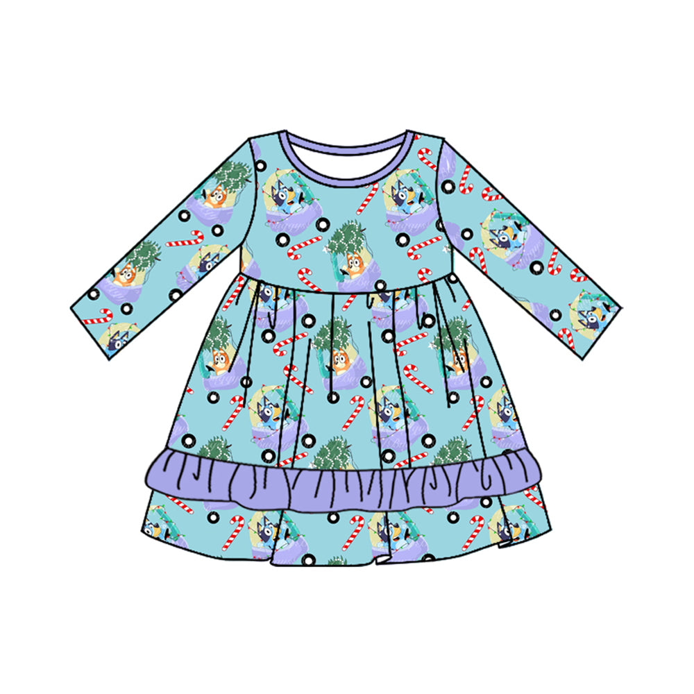 GLD0694 Purple Girls Toddler Long sleeve cute baby long sleeve kid Dresses