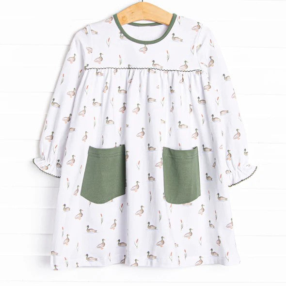 GLD0717 Duck Girls Toddler Long sleeve cute baby long sleeve kid Dresses