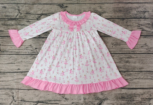 GLD0720 Pink Long Sleeve Cute Girl Fall Winter Design Short Sleeve Children Dresse