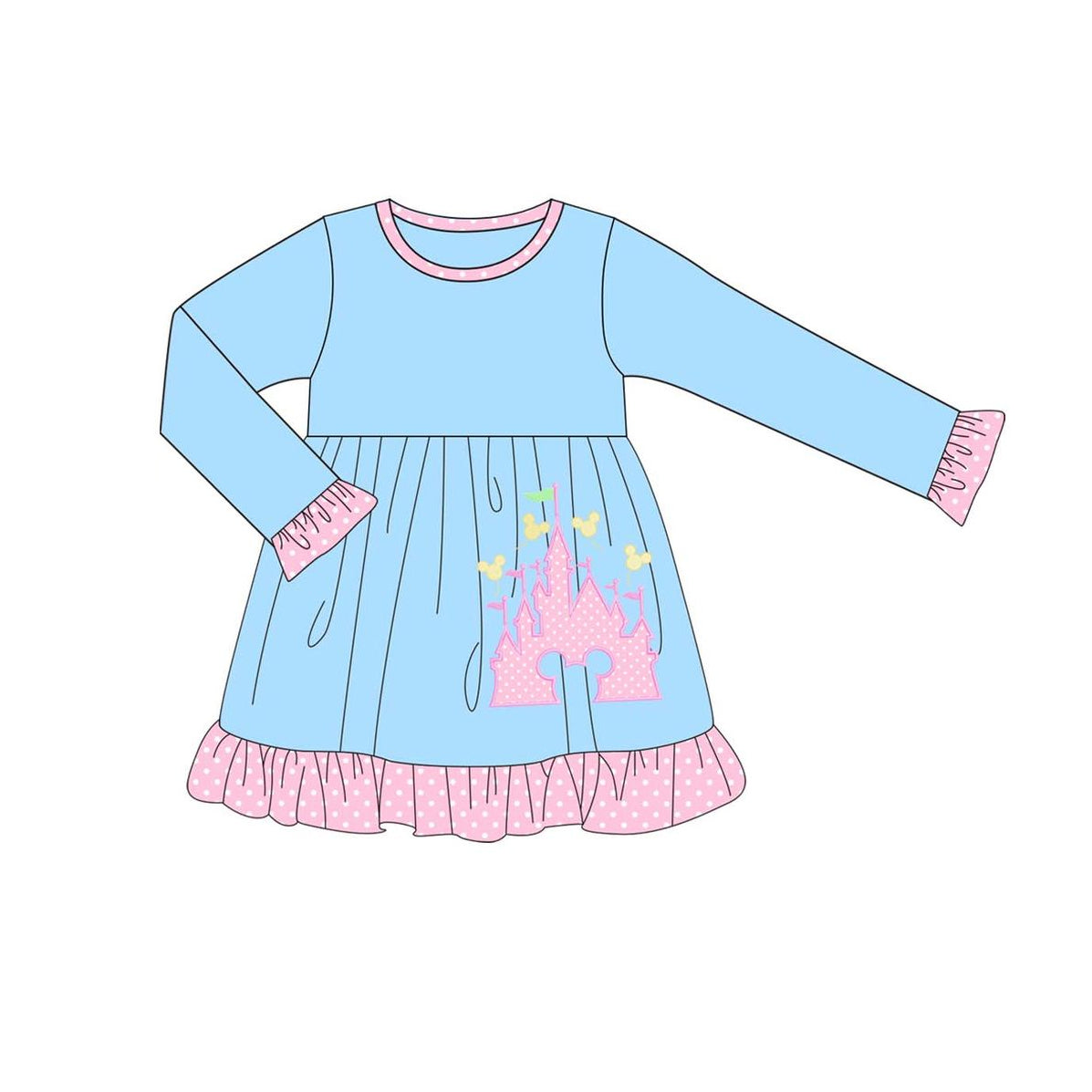 GLD0743 Cute Girls Toddler Long sleeve cute baby long sleeve kid Dresses