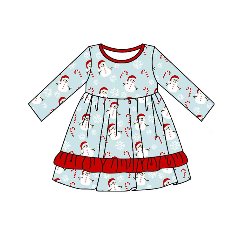 GLD0749 Santa Cute Girls Toddler Long sleeve cute baby long sleeve kid Dresses